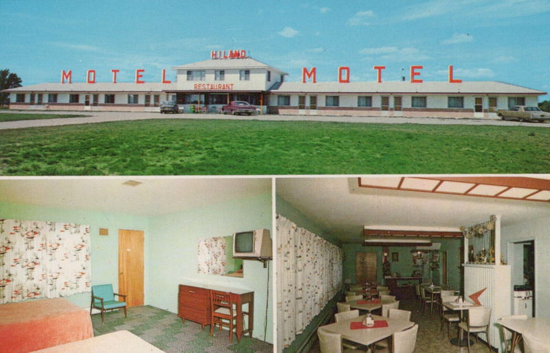 Bear Den Grocery and Motel (Hi-Land Motel & Restaurant, Hi-Land Motel) - Vintage Postcard